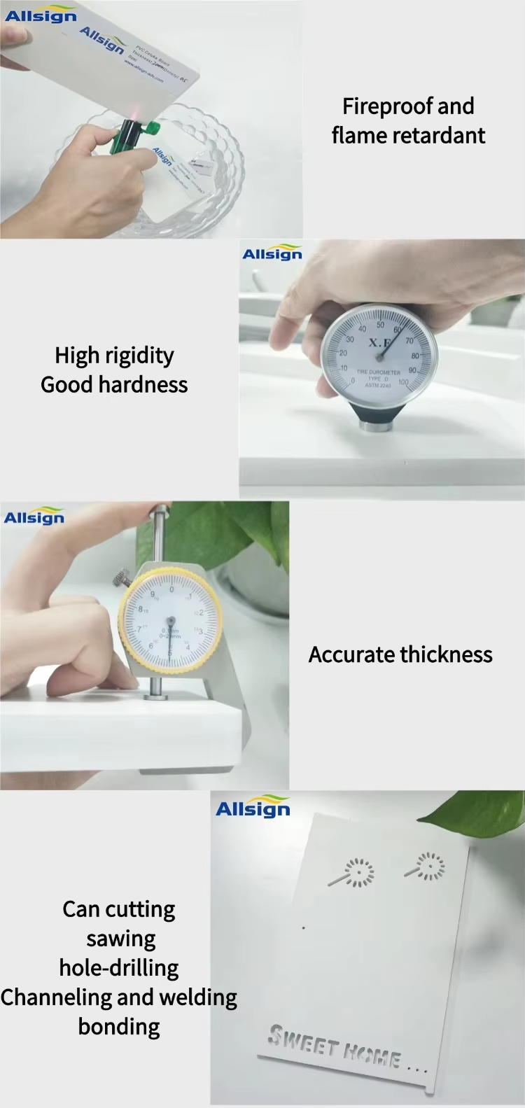 Placa de PVC resistente para projetos